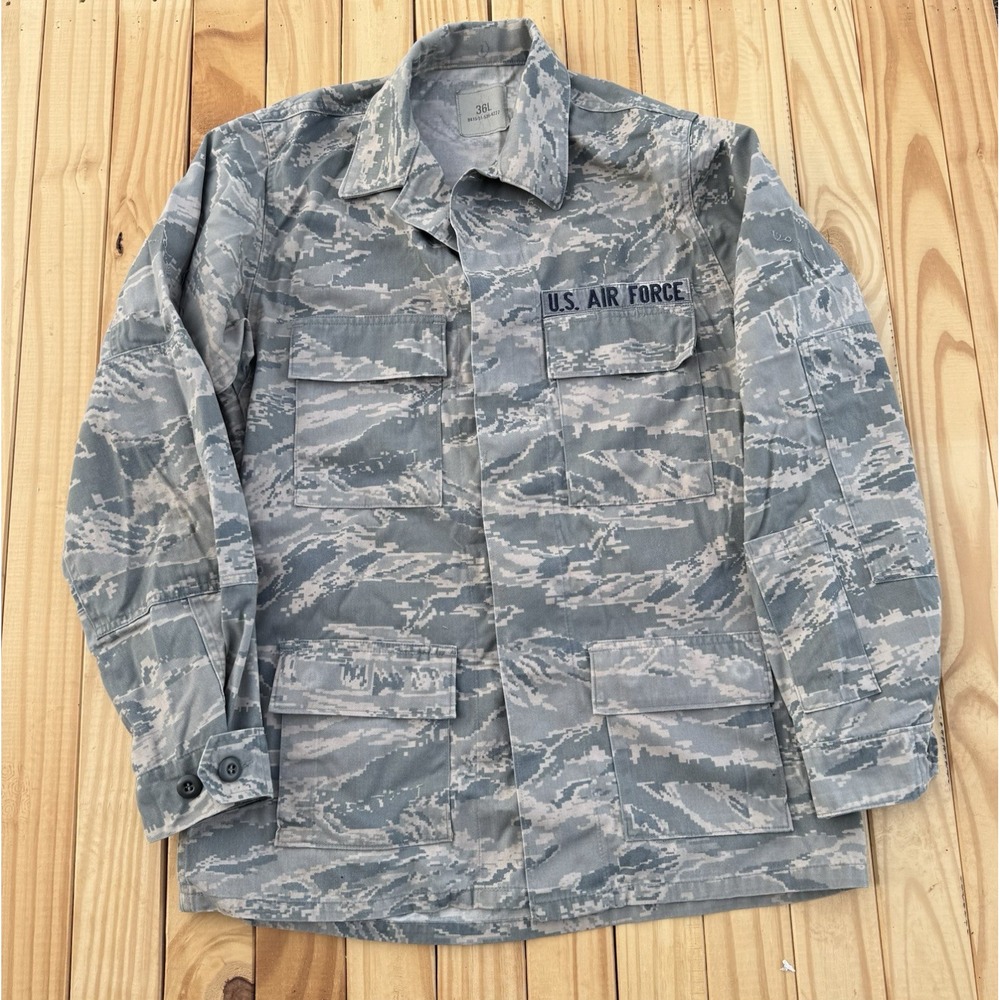 US Air Force Military Utility Coat‎ Button Up Digital Camouflage Size 36L